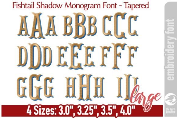 Fishtail Shadow Monogram Font - TL: A Timeless Choice for Elegant Embroidery Projects